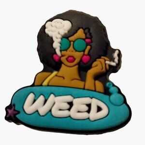 Cannabis Shoe Charm Weed Girl Smoking Joint Marijuana Blunt